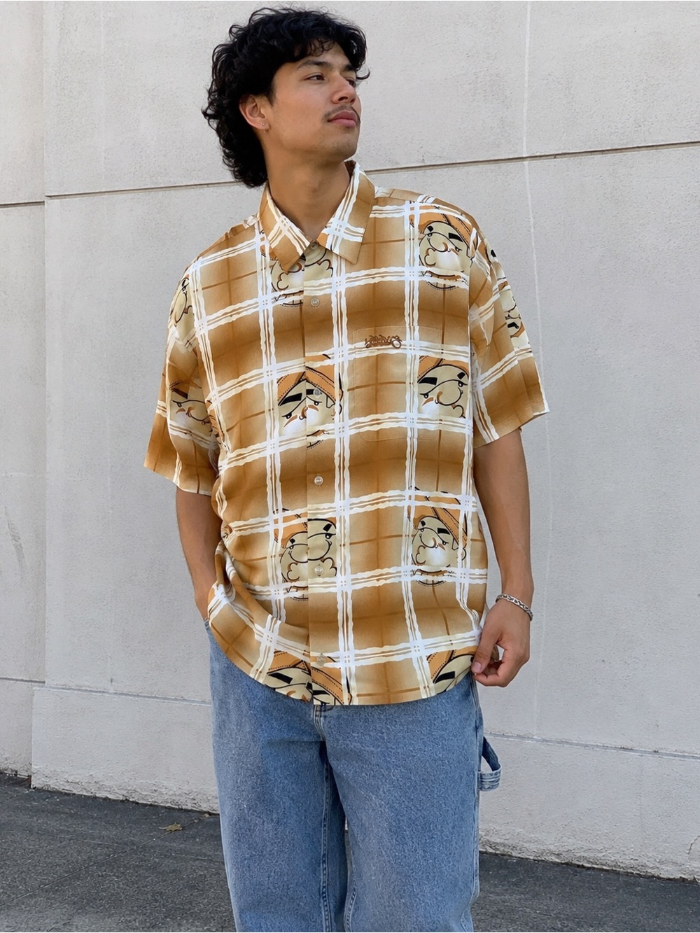 Southpole Switch Men’s Y2K Graphic Button-Up Shirt Size Large
